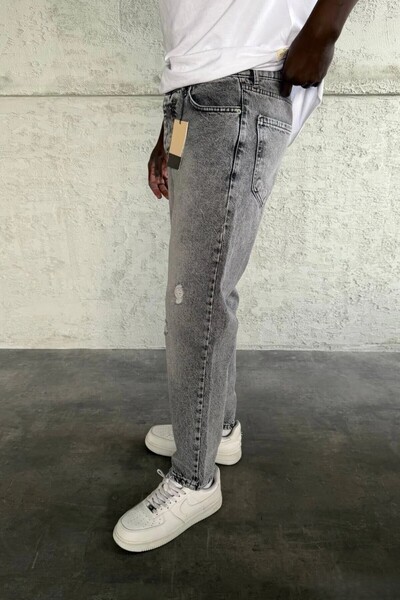 MADZEYMODA Boyfriend Denim Men's Ripped Detailed Gray Jean Denim Pants Bf-273