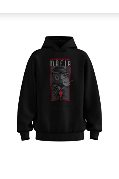 Hunors Sportswear & Company سويت شيرت مافيا مطبوع موديل يونيسكس قطن بغطاء رأس