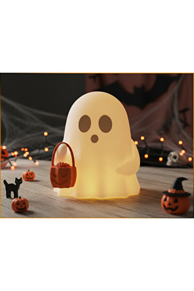 Atsutech Bal Kabağı Sepetli Şaşkın Hayalet Gece Lambası - Dekoratif Hediyelik...