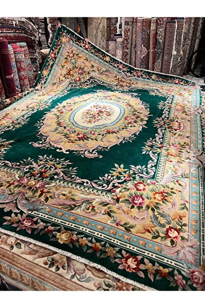 RD RAMAZAN DAĞ EL HALI SANATI El Dokuma Kabartmalı Çin Halısı Birinci Sınıf Kalite Zümrüt Yeşili Muazzam Bir Ürün Ebat 425x336