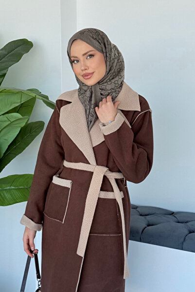 Şulemoda Giyim Fenomen Suede Coat Brown