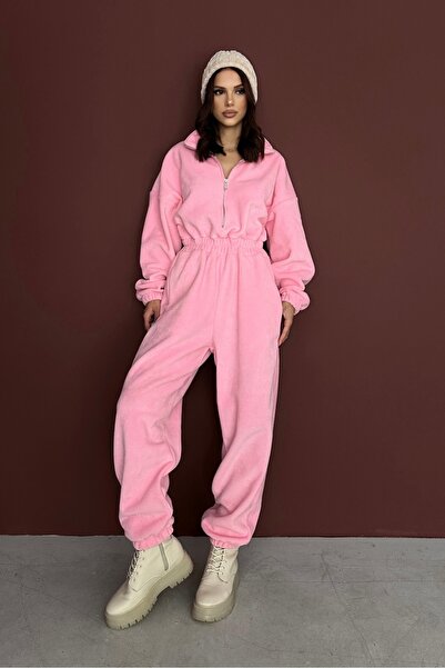 New Now Vi̇ka Zippered Fleece Jumpsuit