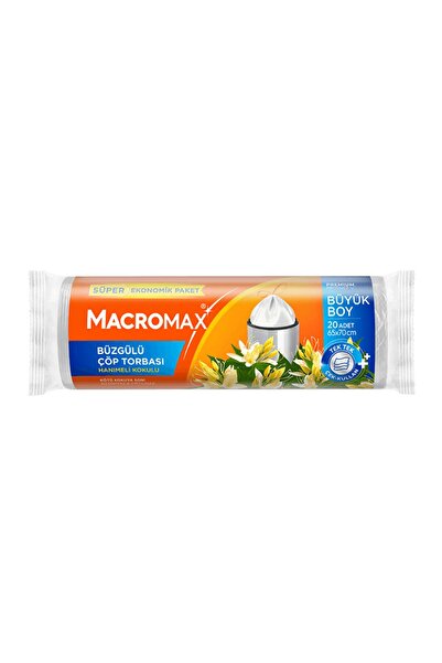 MACROMAX - Trash Bag with Drawstring, Feminine Scent, Large Size 65X70, 20 Sheets, 1 Roll