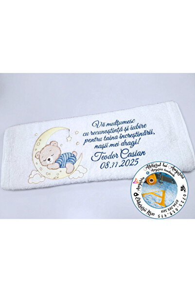 Atelierul lui Amzurică PROSOP PERSONALIZAT PRIN BRODERIE CU OCAZIA BOTEZULUI