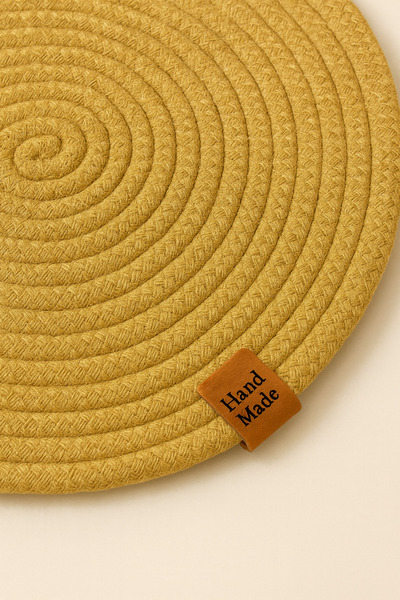 Febros 6-Piece Jut Supla American Dinner Set – 100% Cotton, Handmade, Non-Slip Round Plate Coasters