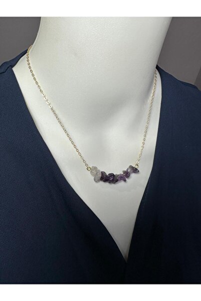 Uno Di Famiglia Handmade Amethyst Natural Stone Necklace, Broken Natural Ston...