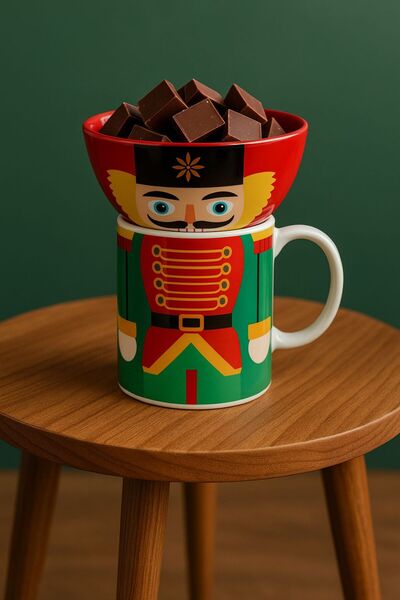NEWNOW Nutcracker Designed Mug & Bowl Set – New Year's Special Series”