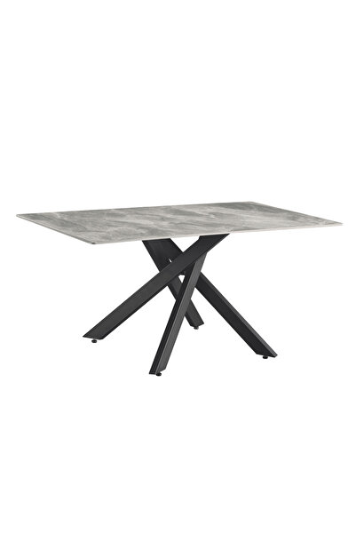 DacEnergy Masa dining, gri deschis/neagra, 160x90 cm, ZENOS