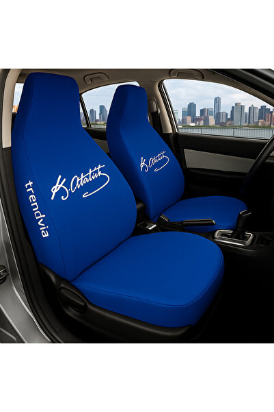 trivexa غطاء مقعد السيارة من القطن الممشط بتوقيع أتاتورك - قابل للغسل، طقم أغ...