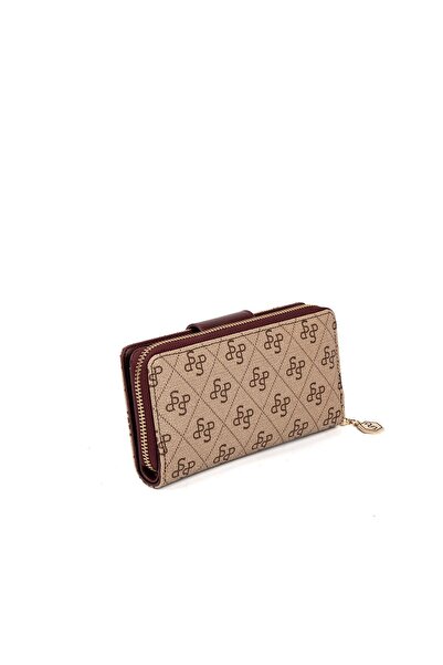 Silver Polo Silver & polo sp928 women's wallet & card holder monogram dark beige-burgundy