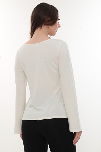 etselements Bluză pentru femei basic guler rotund