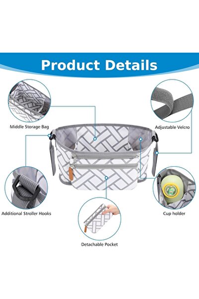 Generic Universal Stroller Organizer with Removable Phone Pouch and Cup Holder - Nalakal
