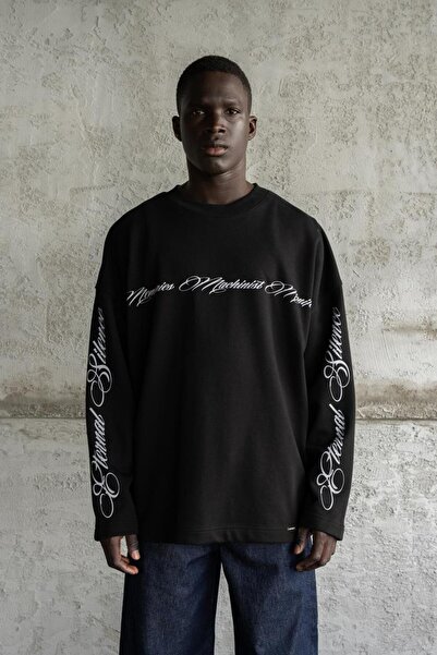 Machinist Ανδρικό μακρυμάνικο μπλουζάκι με τύπωμα μαύρο