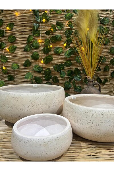 Ekodoğa 3'Lü Benekli Hafif Beton Aranjman Saksı Seti