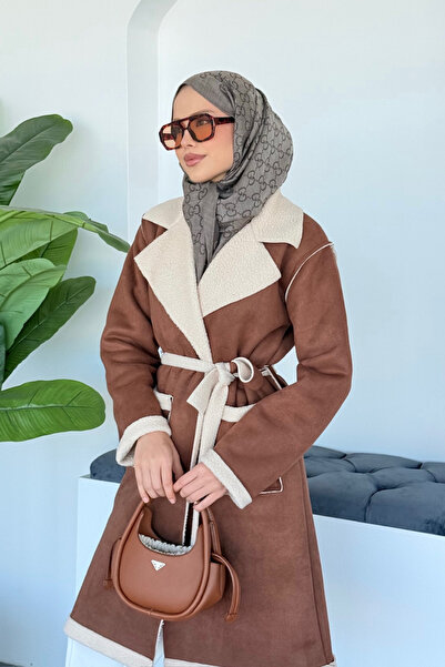 Şulemoda Giyim Fenomen Suede Coat Brown