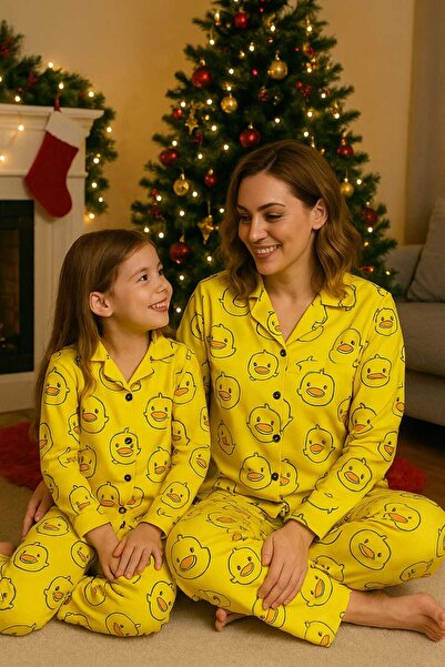 forte bella Patterned Mother-Daughter Top and Bottom Pajama Set