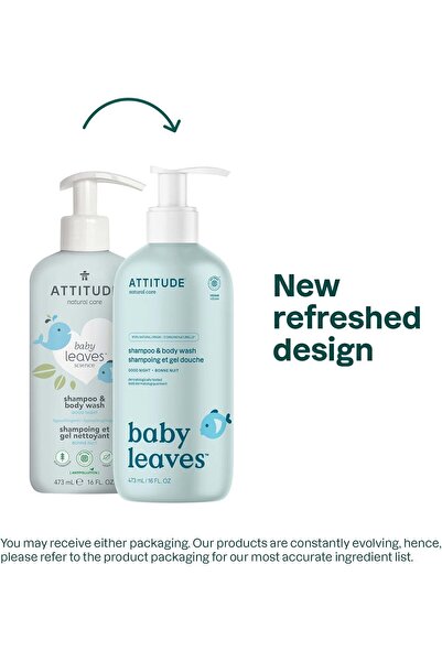 Attitude Baby Leaves Natural 2-in-1 Shampoo & Body Wash - Lily Almond Milk, 473 ml