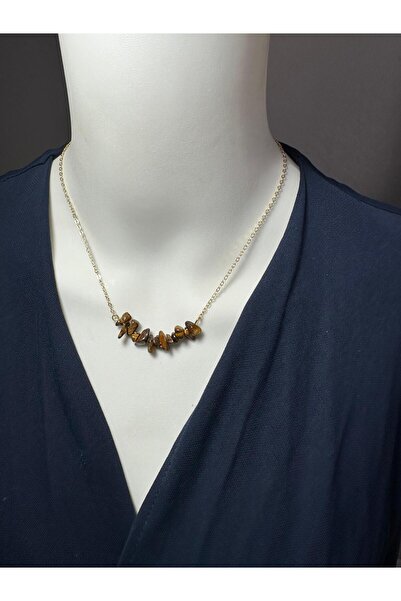 Uno Di Famiglia Tiger's Eye Natural Stone Necklace, Tiger's Eye Cracked Stone...