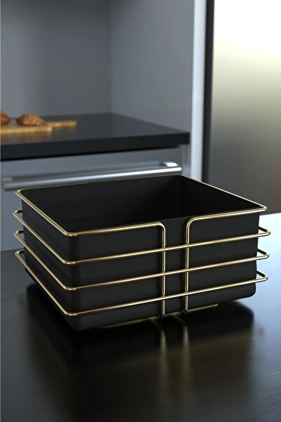 Home Stuff Gold 4-Piece Square Serving Presentation Set, Bread Plate, Swan Towel Holder, Cage Napkin Holder, Trivet