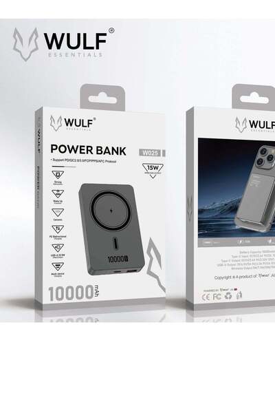 Wulf Essentials بنك طاقة ماج سيف فائق النحافة W025 - لاسلكي بقوة 15 وات، شحن ...