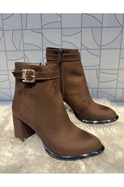 Anıl Ayakkabı حذاء نسائي من Guzzi مصنوع من الجلد السويدي البني بسحاب وحزام وم...