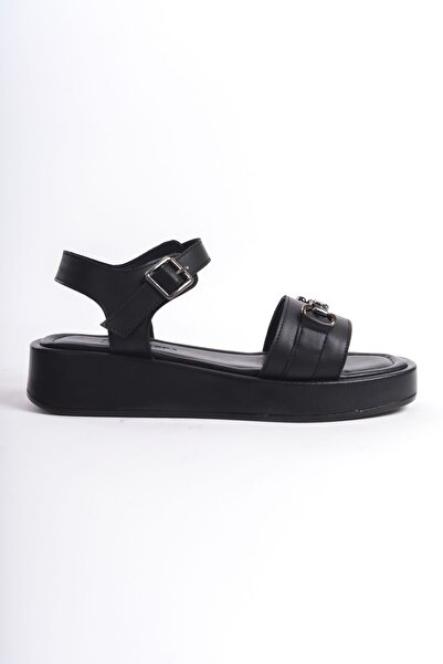 Redoxy Women's Special Design Ankle Strap Thick Sole Metal Buckle Detailed Single Strap Sandals