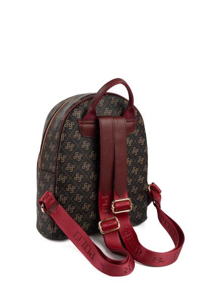 Silver Polo Silver & Polo Sp1062 Women's Backpack Monogram Brown Yellow-Burgundy