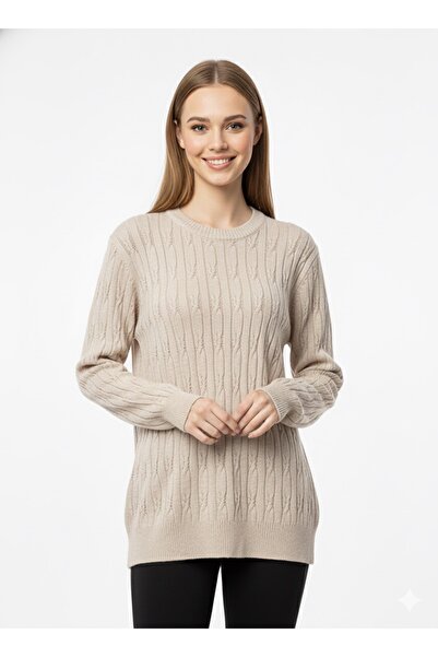 ModaPlaza Women's Hair Braid Patterned Knitwear Sweater 5354