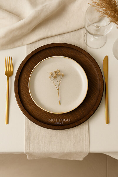 Mottogo 2 Pieces of Acacia Round Wooden Placemats – 25 cm Serving and Present...
