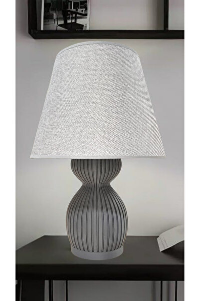 decory Pera Gray Design Body, Gray Fabric Headboard Modern Lampshade E27