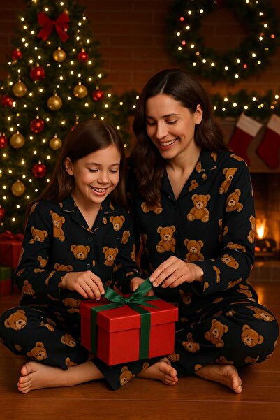 forte bella Patterned Mother-Daughter Top and Bottom Pajama Set