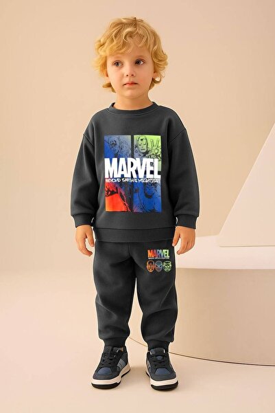 NOBLEKIDS Marvel Character Printed Boys' Set – Sweatshirt & Jogger Bottom, Ages 2–8