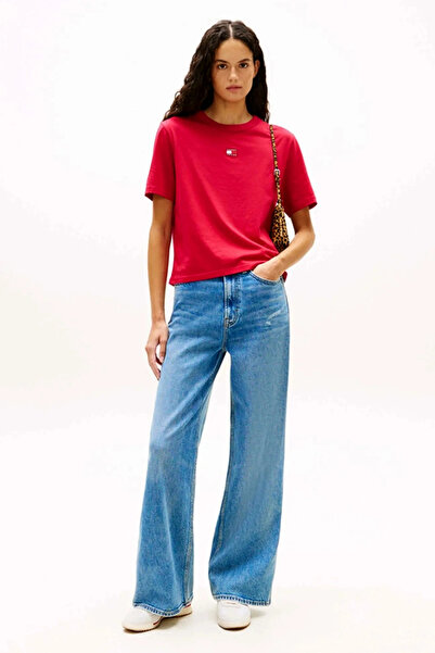 Tommy Hilfiger Tjw Emblem Box Cut Women's Red T-Shirt Dw0Dw22202Xjp