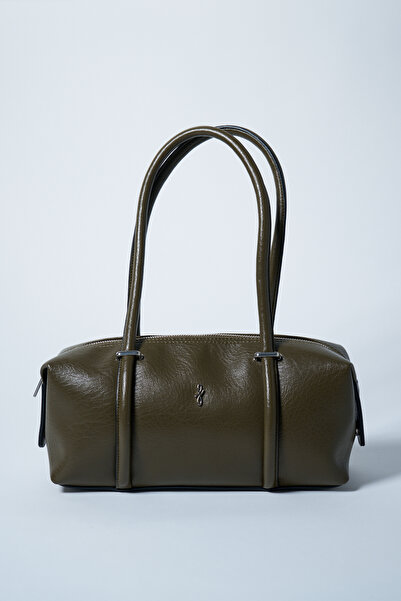 Fahhar حقيبة أورا ذات تأثير متشقق باللون الأخضر الزيتي