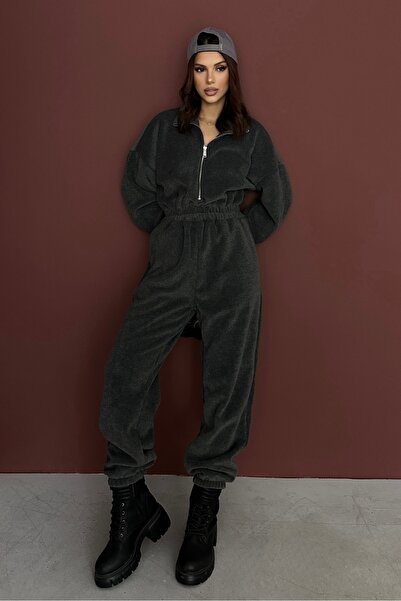 New Now Vi̇ka Zippered Fleece Jumpsuit