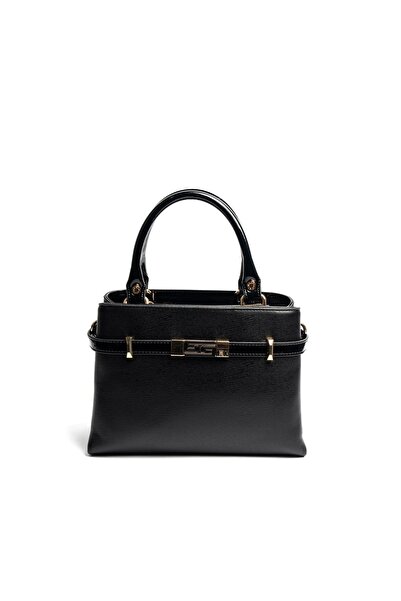 Silver Polo SP1149 Kadın El Çantası Düz Siyah-Rugan Siyah