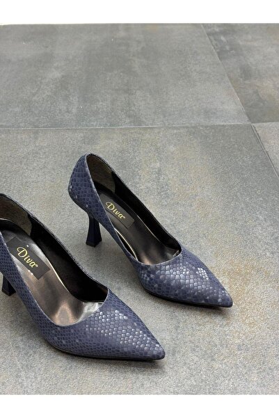 DİVA Γυναικείο Μπλε Ναυτικό Κροκόδειλος Παπούτσι με τακούνι