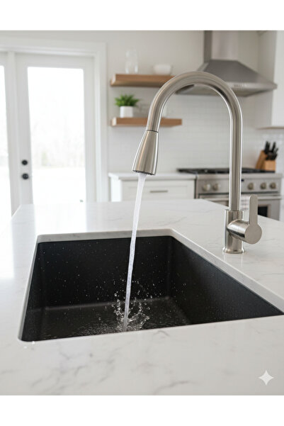 EMFA AKSESUAR حنفية مطبخ حلزونية حديثة من الكروم المطفي - حنفية مطبخ نحاسية