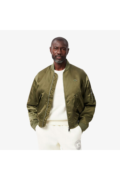 Lacoste Erkek Hakim Yaka Haki Bomber Ceket