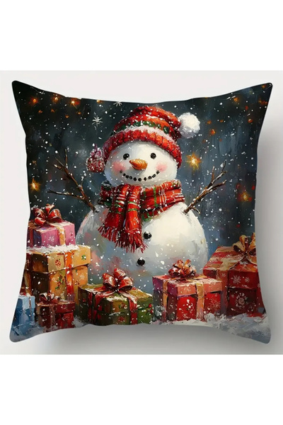 CN Set of 4,Christmas Pillowcase,Deer Snowman,Christmas Pattern,44.96 cm *44.96 cm Christmas Decoration