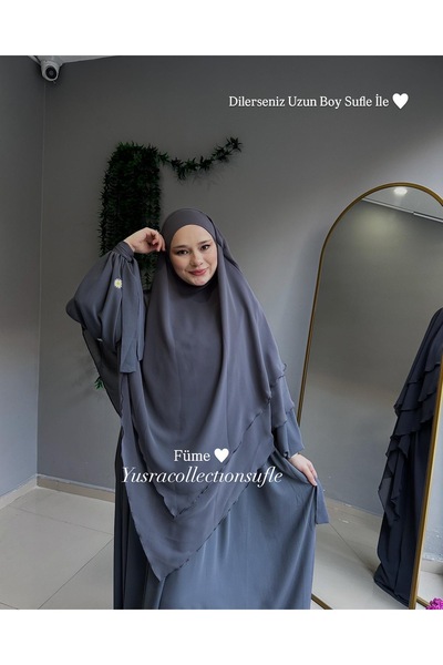 Yüsra Collection Daisy Embroidered Liza Dress and Long Sufle Set of 2