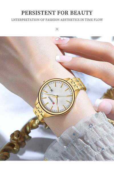 Curren -9099 Original Stainless Steel Band Wrist Watch for Women - Free Box