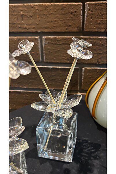 Kiri Dekoratif Kristal Cam Oda Koku Şişesi Şeffaf-Gümüş