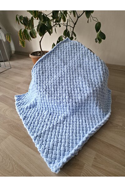 TANIŞ BEBE Alize Puffy Hand Knitted 85×85 cm Soft Baby Blanket – Handmade, Wa...