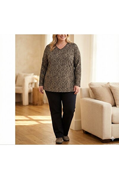 BİLGENS BUTİK Women's Plus Size 95% Cotton Winter Blouse