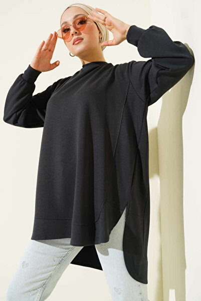 Smy moda Double Face Oval Cut Oversized Tunic