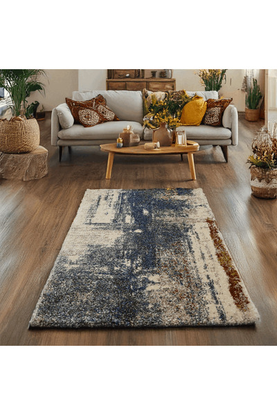 Brava Casa Covor Cerulean Vibes, Living/Dormitor, Albastru, Caramiziu si Crem...