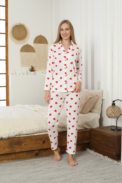 LİLA İÇ GİYİM Set de pijamale cu mânecă lungă cu nasturi