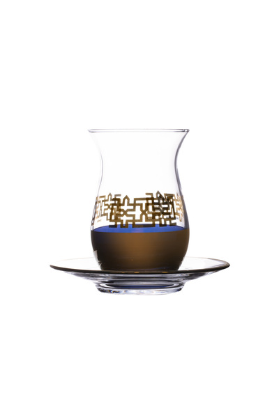 Dimlaj Copper&Gold Glass Tea Set CB/12-Gold