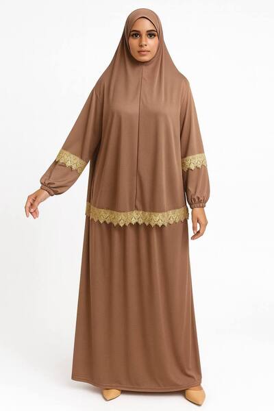 ALDAIYR Double Piece Women's Hijab Embroidered Prayer Dress Anti-Sweat Prayer Clothing